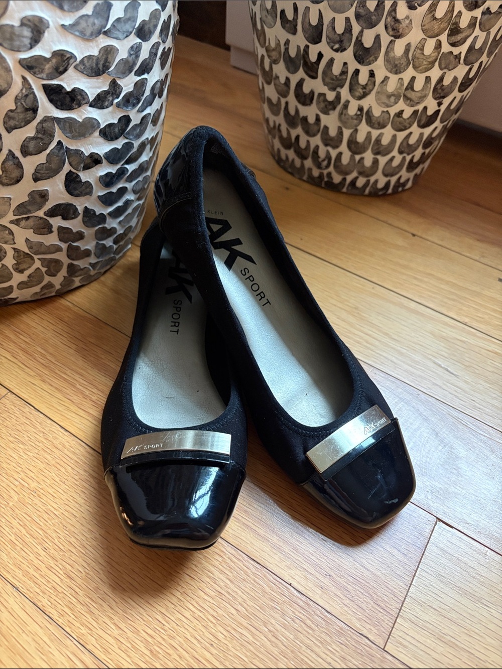 Anne Klein Sport Black Ballet Flats with Silver Toe Accent